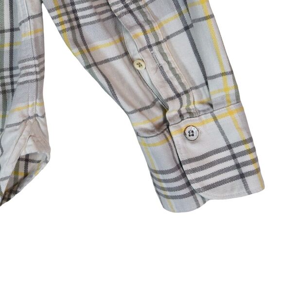 Rag & Bone Fit 3 Regular Fit Beach Shirt Plaid Ivory Grey Yellow Men's Small - Picture 3 of 10